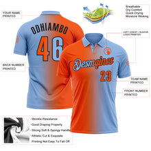 Загрузить изображение в средство просмотра галереи, Custom Light Blue Orange-Black 3D Gradient Fashion Performance Polo Shirt