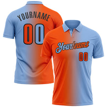 Загрузить изображение в средство просмотра галереи, Custom Light Blue Orange-Black 3D Gradient Fashion Performance Polo Shirt