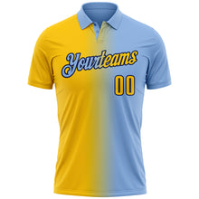Загрузить изображение в средство просмотра галереи, Custom Light Blue Yellow-Navy 3D Gradient Fashion Performance Polo Shirt