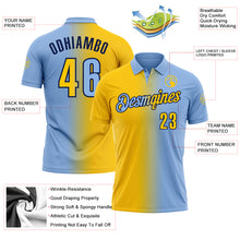 Загрузить изображение в средство просмотра галереи, Custom Light Blue Yellow-Navy 3D Gradient Fashion Performance Polo Shirt