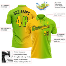Laden Sie das Bild in den Galerie-Viewer, Custom Neon Green Yellow-Black 3D Gradient Fashion Performance Polo Shirt
