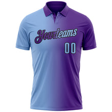 Load image into Gallery viewer, Custom Purple Light Blue-Black 3D Gradient Fashion Performance Polo Shirt