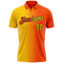 Charger l'image dans la galerie, Custom Orange Yellow-Black 3D Gradient Fashion Performance Polo Shirt