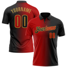 Load image into Gallery viewer, Custom Black Red-Old Gold 3D Gradient Fashion Performance Polo Shirt