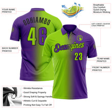 Load image into Gallery viewer, Custom Purple Neon Green-Black 3D Gradient Fashion Performance Polo Shirt