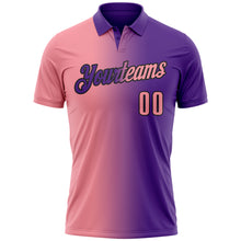 Load image into Gallery viewer, Custom Purple Medium Pink-Black 3D Gradient Fashion Performance Polo Shirt