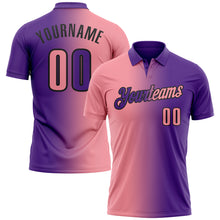 Load image into Gallery viewer, Custom Purple Medium Pink-Black 3D Gradient Fashion Performance Polo Shirt