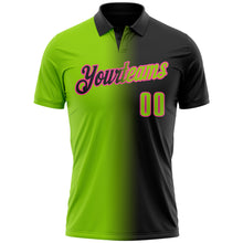 Load image into Gallery viewer, Custom Black Neon Green-Pink 3D Gradient Fashion Performance Polo Shirt