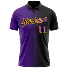 Load image into Gallery viewer, Custom Black Purple-Gold 3D Gradient Fashion Performance Polo Shirt