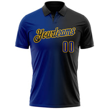 Load image into Gallery viewer, Custom Black Royal-Gold 3D Gradient Fashion Performance Polo Shirt