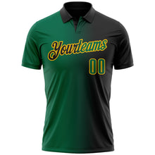Load image into Gallery viewer, Custom Black Kelly Green-Gold 3D Gradient Fashion Performance Polo Shirt