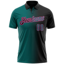 Load image into Gallery viewer, Custom Black Teal-Pink 3D Gradient Fashion Performance Polo Shirt