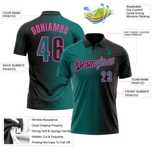 Load image into Gallery viewer, Custom Black Teal-Pink 3D Gradient Fashion Performance Polo Shirt