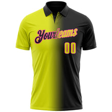 Load image into Gallery viewer, Custom Black Neon Yellow-Pink 3D Gradient Fashion Performance Polo Shirt