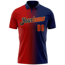 Load image into Gallery viewer, Custom Navy Red-Old Gold 3D Gradient Fashion Performance Polo Shirt