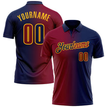Charger l'image dans la galerie, Custom Navy Maroon-Gold 3D Gradient Fashion Performance Polo Shirt