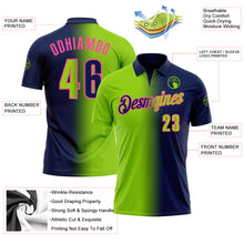 Charger l'image dans la galerie, Custom Navy Neon Green-Pink 3D Gradient Fashion Performance Polo Shirt