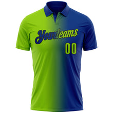 Загрузить изображение в средство просмотра галереи, Custom Royal Neon Green-Black 3D Gradient Fashion Performance Polo Shirt