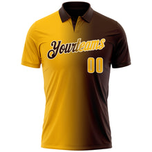 Load image into Gallery viewer, Custom Brown Gold-Cream 3D Gradient Fashion Performance Polo Shirt