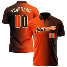 Load image into Gallery viewer, Custom Brown Orange-Cream 3D Gradient Fashion Performance Polo Shirt