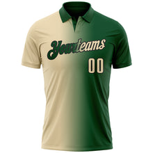 Load image into Gallery viewer, Custom Green Cream-Black 3D Gradient Fashion Performance Polo Shirt