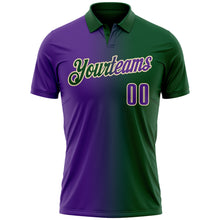 Загрузить изображение в средство просмотра галереи, Custom Green Purple-Cream 3D Gradient Fashion Performance Polo Shirt