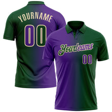 Загрузить изображение в средство просмотра галереи, Custom Green Purple-Cream 3D Gradient Fashion Performance Polo Shirt