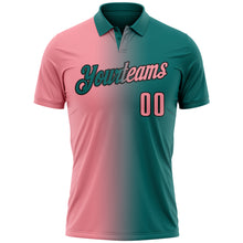 Laden Sie das Bild in den Galerie-Viewer, Custom Teal Medium Pink-Black 3D Gradient Fashion Performance Polo Shirt