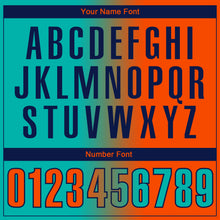 Laden Sie das Bild in den Galerie-Viewer, Custom Aqua Orange-Navy 3D Gradient Fashion Performance Polo Shirt