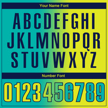 Laden Sie das Bild in den Galerie-Viewer, Custom Aqua Neon Yellow-Navy 3D Gradient Fashion Performance Polo Shirt