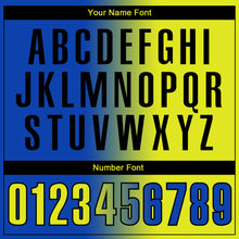 Laden Sie das Bild in den Galerie-Viewer, Custom Thunder Blue Neon Yellow-Black 3D Gradient Fashion Performance Polo Shirt