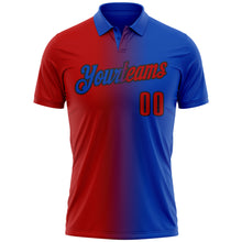 Laden Sie das Bild in den Galerie-Viewer, Custom Thunder Blue Red-Black 3D Gradient Fashion Performance Polo Shirt