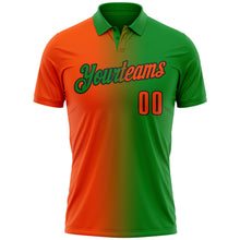 Загрузить изображение в средство просмотра галереи, Custom Grass Green Orange-Black 3D Gradient Fashion Performance Polo Shirt