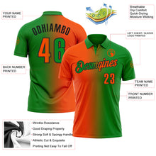 Загрузить изображение в средство просмотра галереи, Custom Grass Green Orange-Black 3D Gradient Fashion Performance Polo Shirt