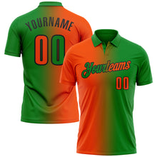 Загрузить изображение в средство просмотра галереи, Custom Grass Green Orange-Black 3D Gradient Fashion Performance Polo Shirt