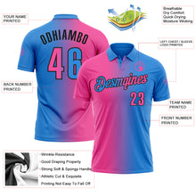 Загрузить изображение в средство просмотра галереи, Custom Powder Blue Pink-Black 3D Gradient Fashion Performance Polo Shirt