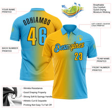 Charger l'image dans la galerie, Custom Sky Blue Gold-Black 3D Gradient Fashion Performance Polo Shirt