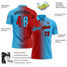 Charger l'image dans la galerie, Custom Sky Blue Red-Black 3D Gradient Fashion Performance Polo Shirt