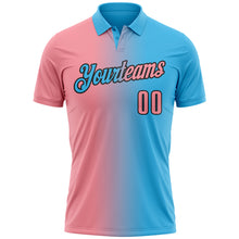 Charger l'image dans la galerie, Custom Sky Blue Medium Pink-Black 3D Gradient Fashion Performance Polo Shirt