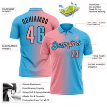 Charger l'image dans la galerie, Custom Sky Blue Medium Pink-Black 3D Gradient Fashion Performance Polo Shirt