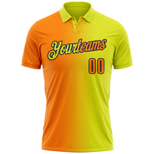 Charger l'image dans la galerie, Custom Neon Yellow Bay Orange-Navy 3D Gradient Fashion Performance Polo Shirt