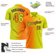 Charger l'image dans la galerie, Custom Neon Yellow Bay Orange-Navy 3D Gradient Fashion Performance Polo Shirt