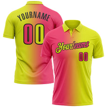 Charger l'image dans la galerie, Custom Neon Yellow Neon Pink-Black 3D Gradient Fashion Performance Polo Shirt