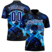 Laden Sie das Bild in den Galerie-Viewer, Custom Blue Royal-White 3D Pattern Design Dark Blue Ribbon Colorectal Cancer Awareness Colon Performance Polo Shirt