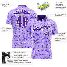 Laden Sie das Bild in den Galerie-Viewer, Custom Purple White 3D Pattern Design Purple Ribbon Gynecological Cancer Awareness Performance Polo Shirt