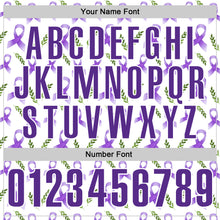 Load image into Gallery viewer, Custom White Purple 3D Pattern Design Purple Ribbon Pancreatic Cancer Awareness Performance Polo Shirt