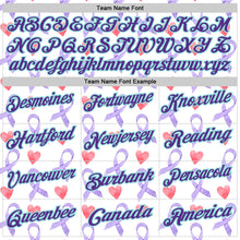 Load image into Gallery viewer, Custom White Purple-Ice Blue 3D Pattern Design Perwinkle Ribbon Gastric Cancer Awareness Hearts Performance Polo Shirt