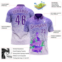 Laden Sie das Bild in den Galerie-Viewer, Custom Purple White 3D Pattern Design Perwinkle Ribbon Gastric Cancer Awareness Sprinkle Performance Polo Shirt