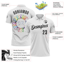 Load image into Gallery viewer, Custom White Black 3D Pattern Design Ribbon Cancer Awareness World Cancer Day Performance Polo Shirt