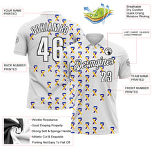 Laden Sie das Bild in den Galerie-Viewer, Custom White Black 3D Pattern Design Yellow Purple And Navy Ribbon Bladder Cancer Awareness Performance Polo Shirt